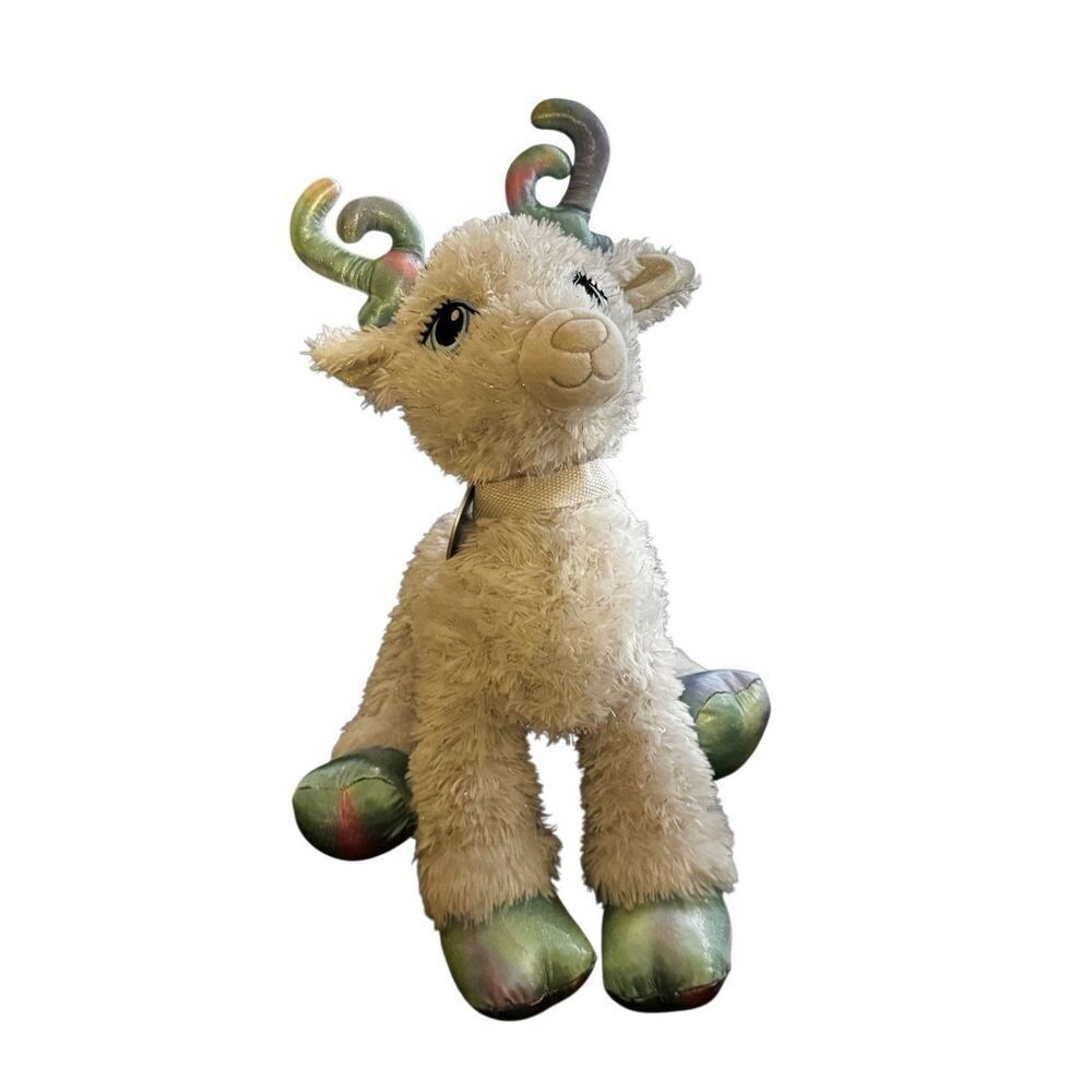 Build A Bear Glisten Reindeer Sparkling White Fur Gift Blue eyes